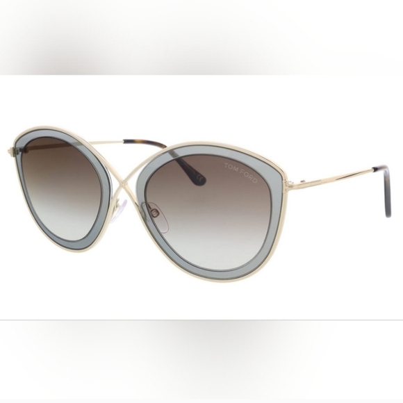 Tom Ford Pale Gold Tone/ Brown Gradient TF605 India 02 Butterfly Sunglasses main image 12